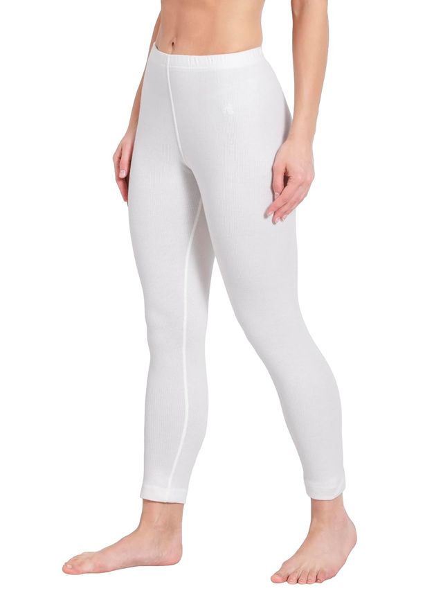 Jockey Women's Solid Cotton, Viscose, and Polyester Thermal Leggings | Black - L